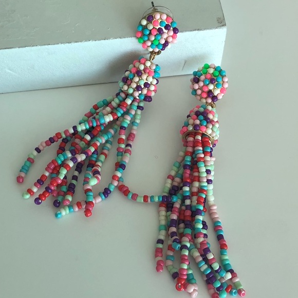 💕💝Yellow seed bead tassel earrings - Picture 6 of 7